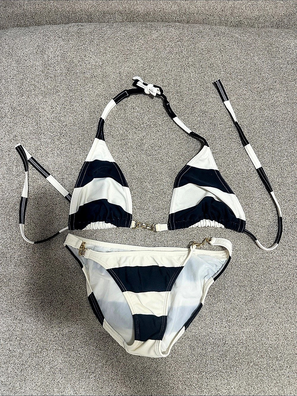 Striped Bikini Set in Black & White